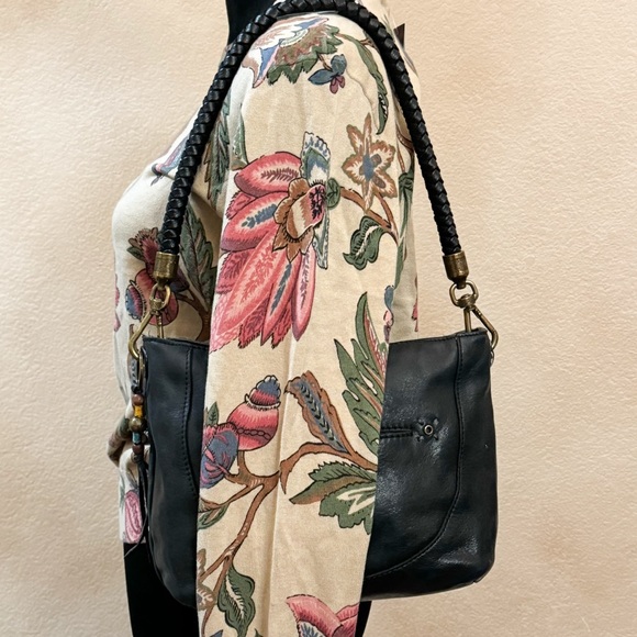 The Sak Womens Indio Hobo Hand/Shoulder Bag Black Leather Braded Handle - Picture 11 of 12